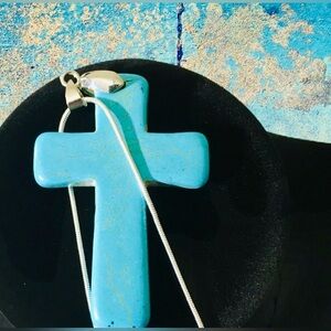 Turquoise Cross Pendant, 2” Long, NWOT